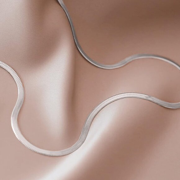 ⚡Snake Chain Herringbone Necklace For Women Gold Filled 14K Gold Silver Plated - Picture 5 of 7